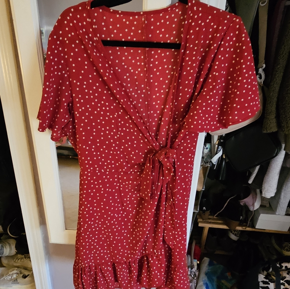 Red wrap dress